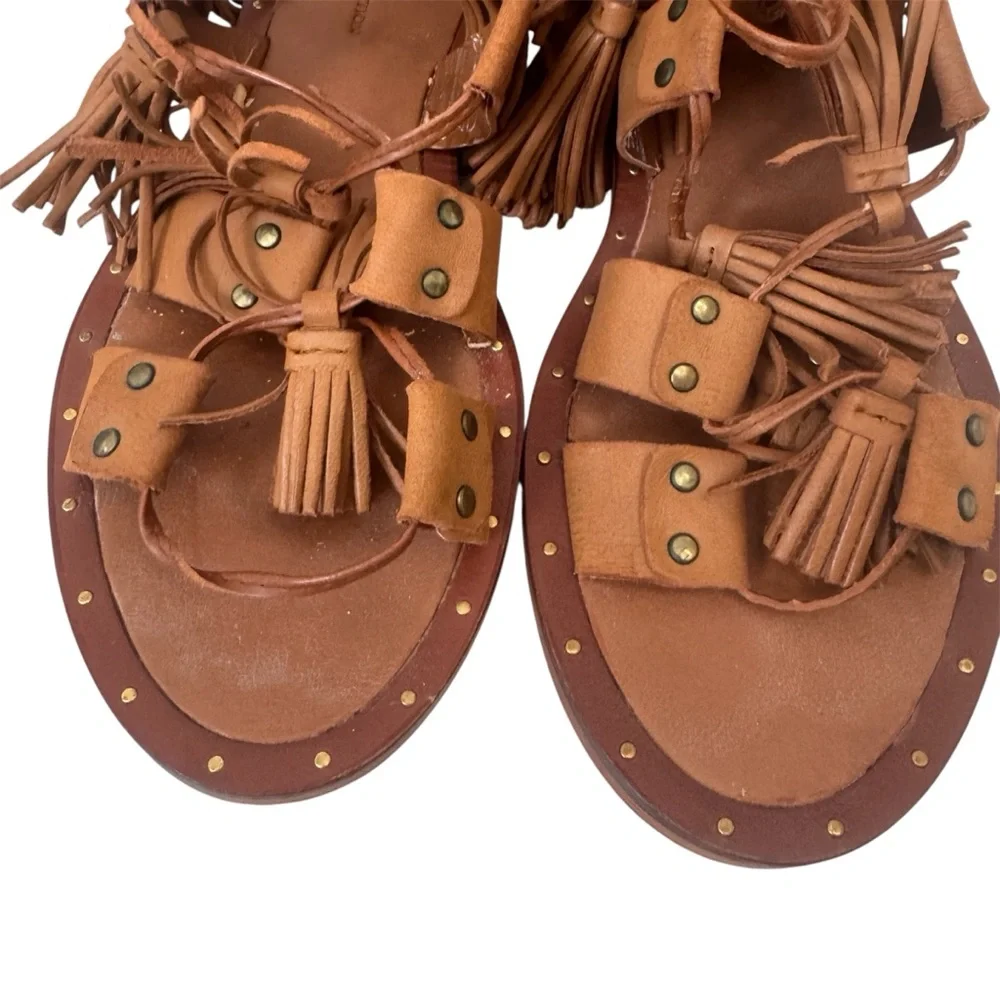 Zara Tassel Leather Roman Gladiator Sandals Size 39 March 2026 - Picture 5 of 11